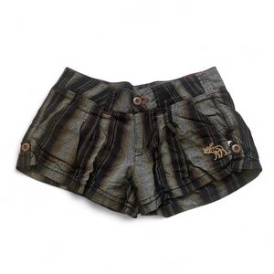 Abercrombie & Fitch Olive and Black Striped Women's Jean Shorts